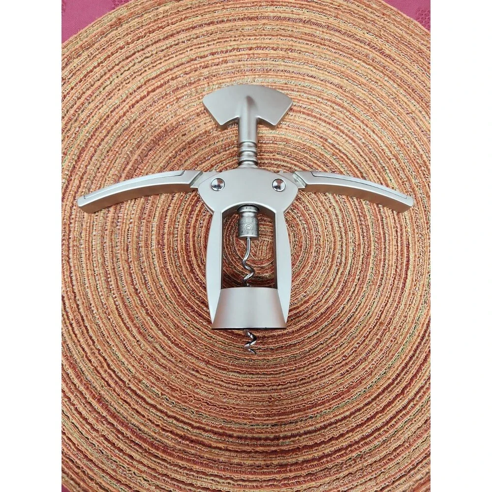 Winged Corkscrew Pewter Tone Heavy Easy To Use Smooth Fluid Movement
